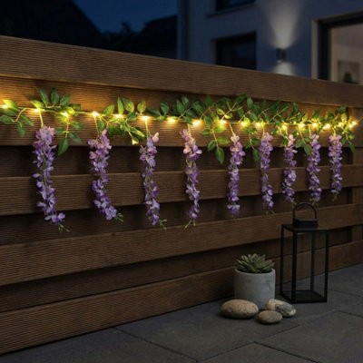 Garden Greatness Violet Solar Wisteria String Lights from B&Q