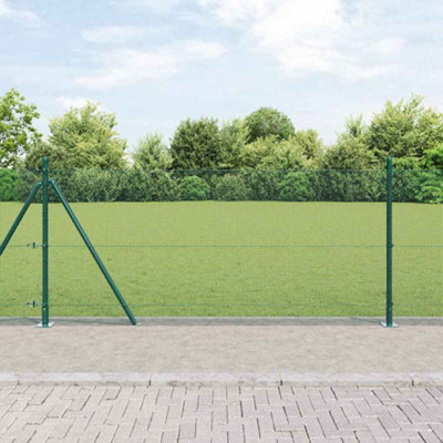 B&Q -  Fence With Posts Green Powder-Coated Galvanised Steel