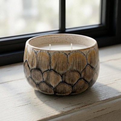 B&Q -  Reactive Glaze Double Wick Candle Pot
