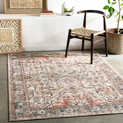 Livabliss Ankara-Vintage Grey Red Traditional Boho Living Dining Bedroom Rug 160 X 213 Cm Easy CareNon Shedding from B&Q