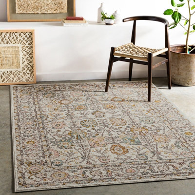 Livabliss Ankara-Vintage Pink Grey Traditional Boho Living Dining Bedroom Rug 200 X 275 Cm Easy CareNon Shedding from B&Q
