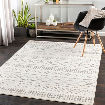 Livabliss Pisa-Global Grey Off-White Charcoal Living Dining Bedroom Rug 200 X 275 Cm Easy CareNon Shedding from B&Q