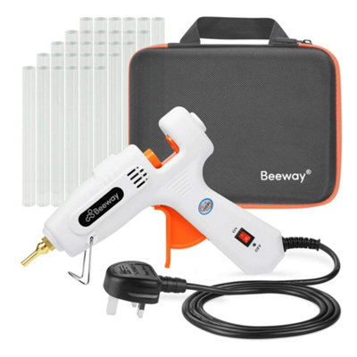 Beeway Hot Glue Gun 100 WInc. 30 Pack 11.2 mm X 150 mm SticksExtra Long Copper NozzleCompact Storage Carrying Case from B&Q