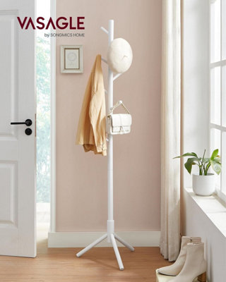 LEDREM Wooden Coat Rack With 8 Hooks3 Adjustable HeightsFor ClothesHatsBagsEntrywayLiving RoomBedroomOffice from B&Q
