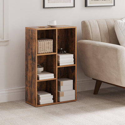 LEDREM Vasagle Kids BookcaseBookshelf With 5 CompartmentsStorage ShelfRustic Brown
