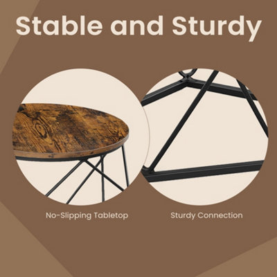 LEDREM Vasagle Coffee TablesSet Of 2 Side TablesRobust Steel FrameFor Living RoomBedroomRustic Brown And Black from B&Q