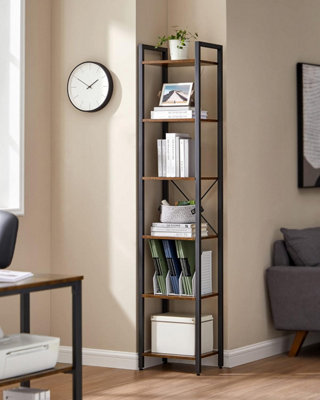 Songmics Industrial 6-Tier Shelving UnitBookshelfOffice Study BookcaseOrganizing ShelvesRustic Brown And Black from B&Q