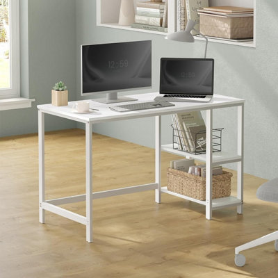 Songmics Computer DeskWriting Desk With 2 Shelves On Left Or RightWork TableSteel FrameModernMaple White from B&Q