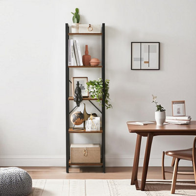 LEDREM 5 Tier Bookcase Storage Unit For OfficeLiving RoomBedroom30 X 39.5 X 154 CmIndustrial Style from B&Q