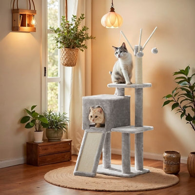 LEDREM Cat TreeCat Tower For Indoor CatsKittensLight Grey from B&Q