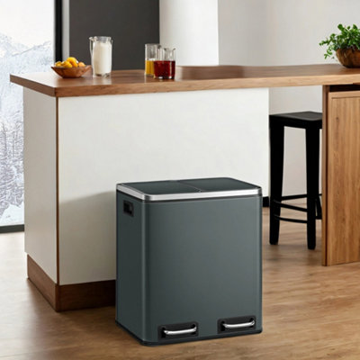 LEDREM Kitchen Bin8 Gallon 30 L Double Pedal Bin For Recycling And Waste15 Liners IncludedInner BucketsSoft Close from B&Q