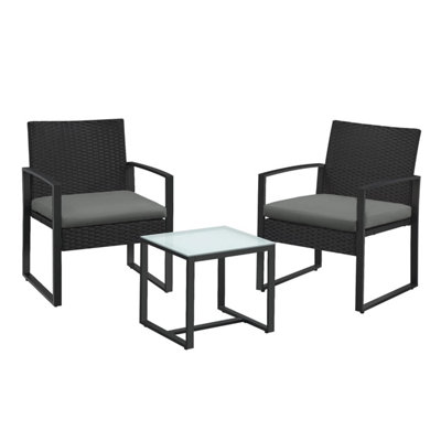 Songmics Garden Furniture Set3-Piece Outdoor Patio SetsPe RattanSeating For Bistro Front Porch BalconyEasy To Assemble2 from B&Q