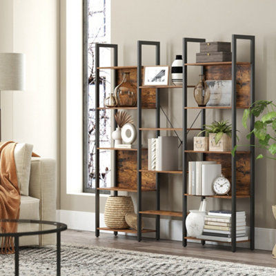 LEDREM 5-Tier Bookcase With 14 ShelvesBook Shelf With Metal Frame24 X 158 X 166 Cm from B&Q