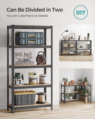 Songmics 5-Tier Shelving UnitSteel Shelving Unit For StorageTool-Free AssemblyLoad Capacity 875 Kg40 X 90 X 180 CmGrey from B&Q