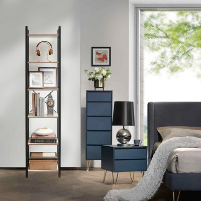 LEDREM 6-Tier BookshelfBookcaseShelving UnitFor OfficeStudyLiving RoomBedroom30 X 40 X 187.5 CmIndustrial from B&Q