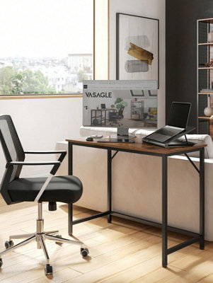 Songmics Vasagle Computer DeskWriting DeskSmall Office TableSimple AssemblySteelIndustrial DesignRustic Brown And Black from B&Q