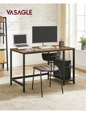 Songmics Vasagle Computer DeskWriting Desk With 2 Shelves On Left Or RightWork Table For Office Living RoomSteel FrameIndustrial from B&Q