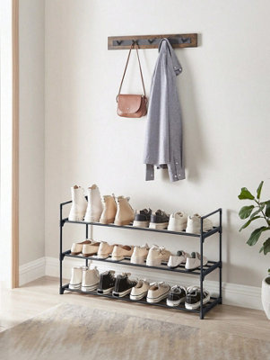 LEDREM 3-Tier Shoe RackShoe Storage OrganiserMetal Storage RackFits 12 To 15 Pairs Of ShoesStackable Shoe Shelf from B&Q