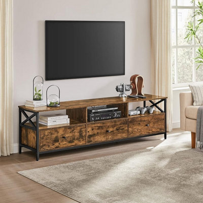 Songmics Vasagle Tv StandTv CabinetTv Table With 3 Drawers And 3 Open ShelvesFor Living RoomBedroomRustic Brown And Black from B&Q