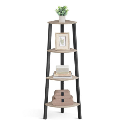 Vasagle Corner Shelf Unit4-Tier Ladder For Living RoomBookshelf Or Plant StandIndustrial Accent FurnitureGreige And Black from B&Q