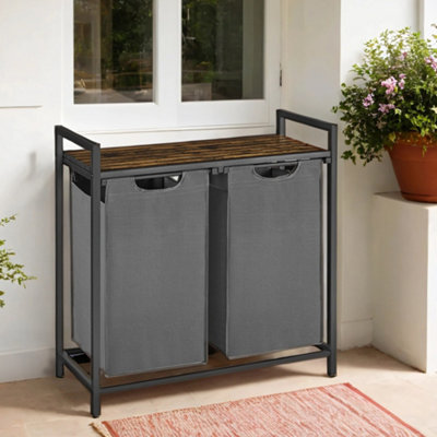 LEDREM Laundry Basket2-CompartmentPull-Out And Removable Laundry Bags,metal Frame2 X 46L73 X 33 X 72 Cm from B&Q