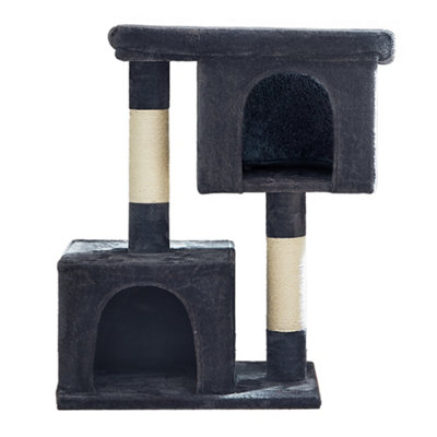 Songmics Grey Feandrea Cat Tree, Cat Tower, Xl, Cozy Cat Condo For Big Felines, Spacious Perch, Dual Caves, Scratching Post, Smoky