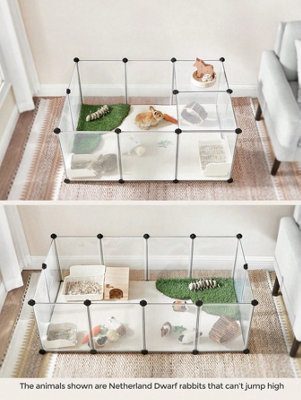 Songmics Pet Playpen With FloorSmall Animal EnclosureDiy Plastic CageIndoor Run For HamstersRabbitsHedgehogsWhite from B&Q