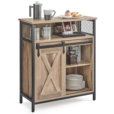 Vasagle SideboardStorage CabinetKitchen Cupboard With Sliding Barn Door30 X 70 X 80 CmAdjustable ShelfOpen Compartment from B&Q