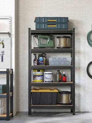 Songmics  Shelving Unit150 X 75 X 30 CmMax. Load 650 Kg (130 Kg Per Tier)Storage RackBlack And Rustic Brown from B&Q