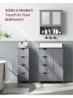 Songmics Vasagle Bathroom Cabinet With 4 DrawersChest Of Drawers30 X 30 X 82 CmFor A Living RoomKitchen And HallwaySpace Saver from B&Q