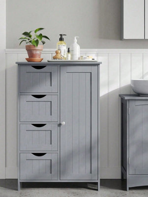 Songmics Vasagle Bathroom Floor Storage CabinetBathroom Storage Unit With 4 DrawersBathroom Cabinet Freestanding,Mystic Grey from B&Q