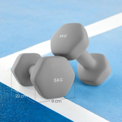 LEDREM Set Of 2 Dumbbells2 X 5 Kg Hand Weights With Neoprene CoatingHexagonal Dumbbells PairHome Workout from B&Q