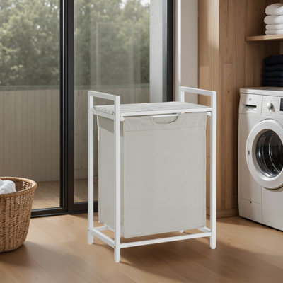 LEDREM Laundry BasketLaundry HamperPull-Out And Removable Laundry BagShelfMetal Frame65L50 X 33 X 72 Cm from B&Q