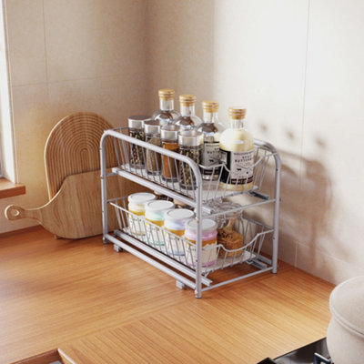 LEDREM Cupboard Organiser2-Tier Under Sink Storage Organiser With Sliding Basket DrawersStackable Cabinet Organiser For Kitchen from B&Q