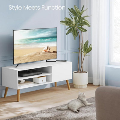 Songmics Vasagle Tv Unit, Wide Tv Stand Cabinet, Entertainment Center, Modern Tv Console For Living Room, Bedroom, Lounge, White