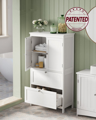 LEDREM Vasagle Bathroom CabinetBathroom Storage UnitKitchen CabinetFreestanding Cabinet With 2 Drawers And 2 Doors