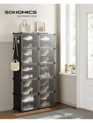 LEDREM Interlocking Shoe RackPlastic Shoe Storage Cabinet10-Slot Modular Storage Organiser Unit from B&Q