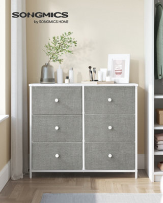 LEDREM "dresser6-Drawer Fabric Storage UnitMetal FrameFor BedroomHallwayGrey And White " from B&Q