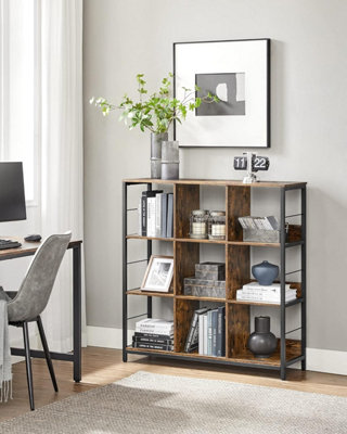 Songmics 3-Tier Ladder ShelfIndustrial Bookcase For OfficeLiving RoomBedroomDisplay Storage RackRustic Brown And Black from B&Q
