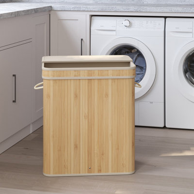LEDREM Laundry Hamper With Lid100 L Bamboo Laundry BasketRemovable Machine Washable Hamper BasketWith HandlesFor Laundry Room from B&Q