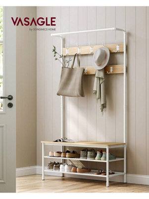 Songmics Vasagle Coat Rack StandLarge Hall Tree With Bench And Shoe Storage9 HooksShoe RackHanging Rail from B&Q
