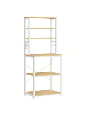 LEDREM Kitchen Storage Rack,baker's RackTotal 6 Shelves And 6 HooksFor MicrowaveSteel FrameIndustrial40 X 60 X 167 Cm from B&Q