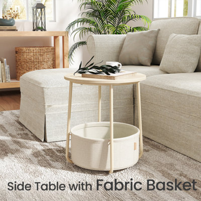LEDREM Vasagle Side TableRound End Table With Fabric BasketFor Living Room BedroomBedside TableModern Style from B&Q