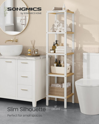 Songmics 5-Tier Bamboo Bathroom ShelfFreestanding Narrow Shelf UnitMultifunctional Storage ShelfCorner Shelf from B&Q