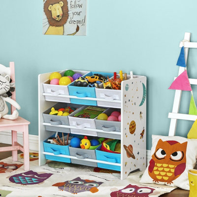 LEDREM Children's Storage Shelf For Toys And Books9 Removable Non-Woven Fabric Boxes With Handles62.5 X 29.5 X 60 CmWhite from B&Q