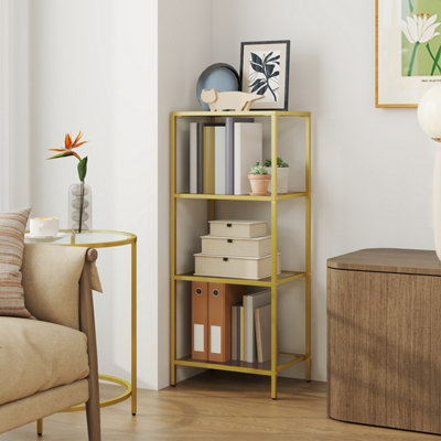 LEDREM 4-Tier Glass ShelfBookshelfStorage RackTempered GlassEasy Assembly from B&Q