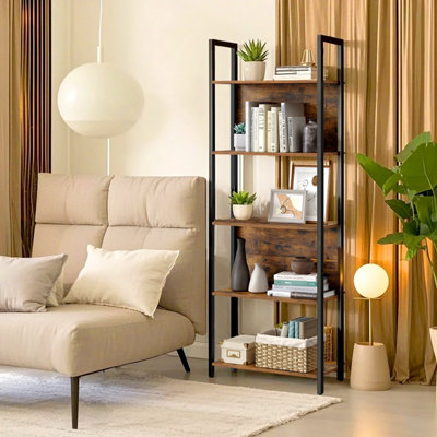 LEDREM BookshelfStorage ShelfKitchen Shelf With 5 ShelvesStable Steel StructureFor Living RoomEntrywayHallway from B&Q