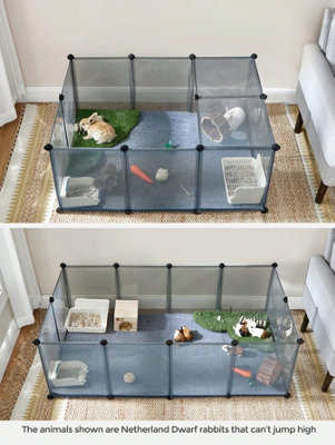 Songmics Pet Playpen With FloorSmall Animal EnclosureDiy Plastic Cage,indoor Run For Hamsters,rabbits,hedgehogs,grey Lpc002G01 from B&Q