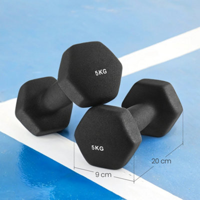 LEDREM Dumbbells Set Of 2 2 X 5Kg Dumbbells Set Dumbbells Hexagon Neoprene Coating Strength Training Workout Fitness from B&Q