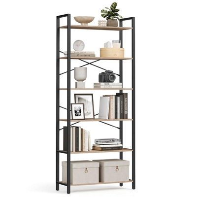Vasagle 6-Tier BookshelfBookcaseShelving UnitFor OfficeStudyLiving RoomBedroom30 X 80 X 186 CmIndustrialCamel from B&Q